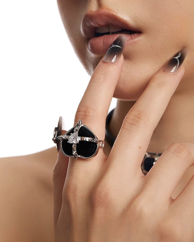 Black Heart Evil Woman Ring