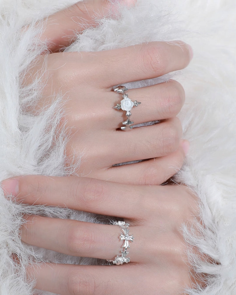 Rose Followers Cross Ring