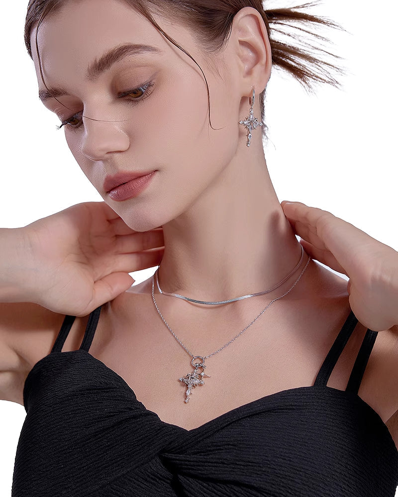 Basic Cross Star Layer Necklace