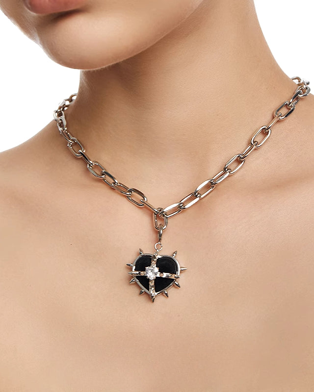 Black Hearted Evil Woman Necklace