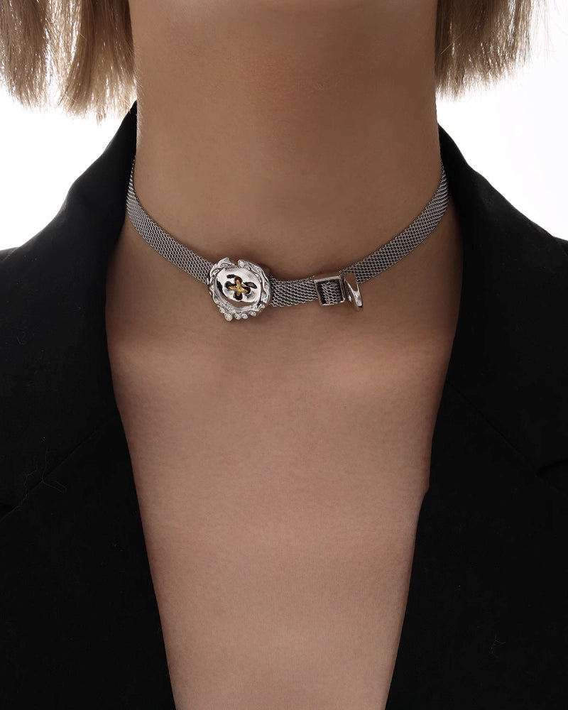 Button Belt Buckle Choker