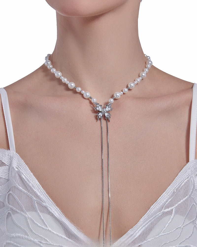Butterfly Dance Pearl Tassel Necklace