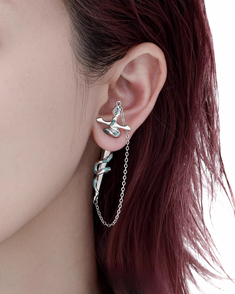Frozen Snake Garden Sword Earrings