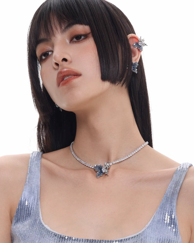 Galaxy Butterfly Blue Necklace