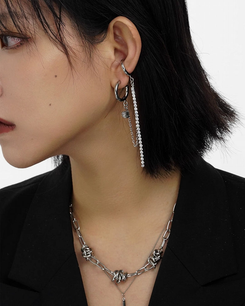 Zirconia Band Cuff & Earrings