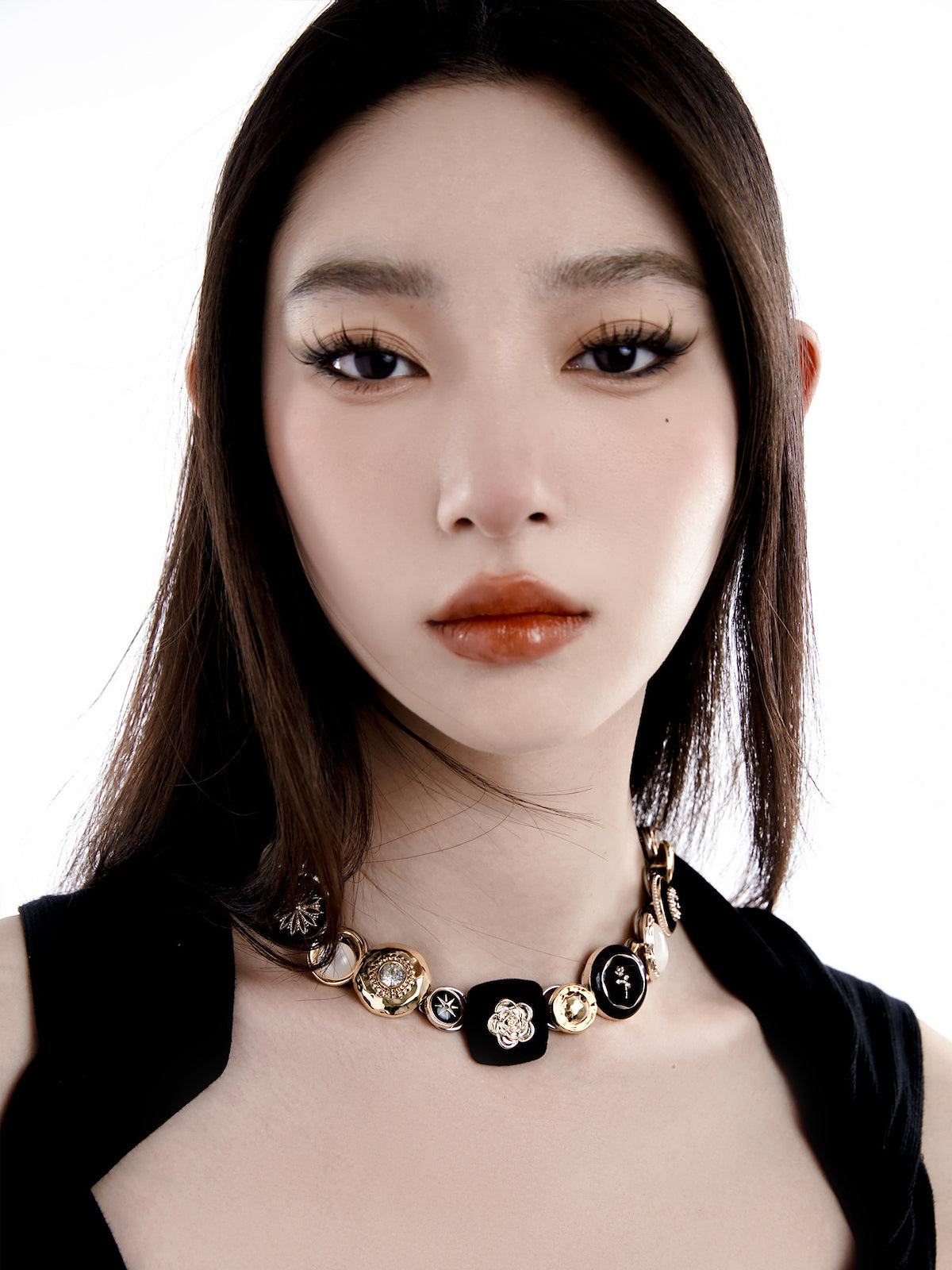 Black&Gold Button Necklace