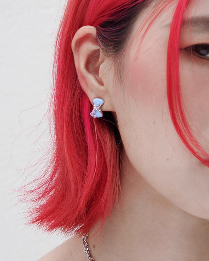 Children's Fun Blue Bow Earrings