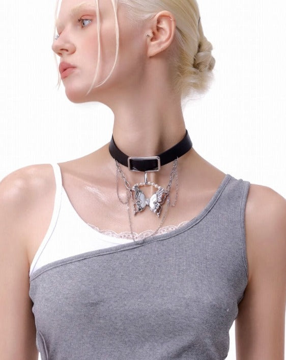 White Butterfly Tassel Choker