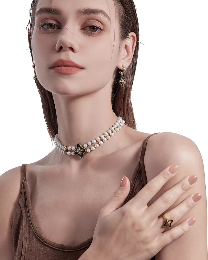 Nostalgia Retro Choker & Earrings