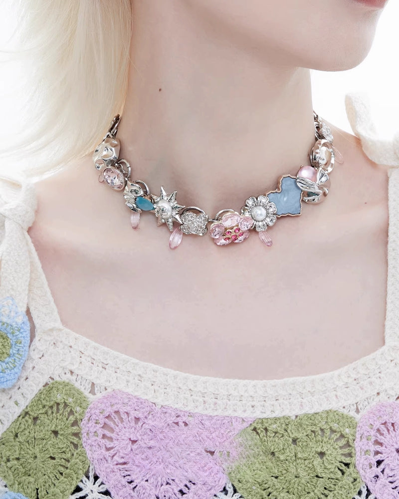 Dopamine Color Treasure Button Necklace