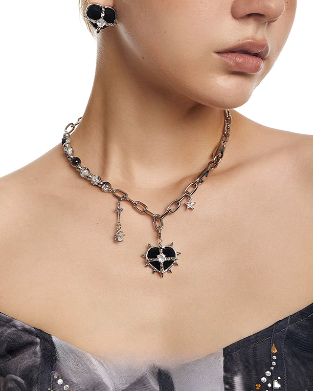 Black Hearted Evil Woman Love Necklace