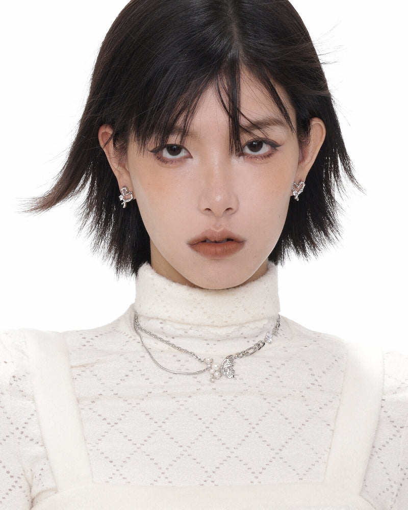 Love Hollow Silver Pin Earrings
