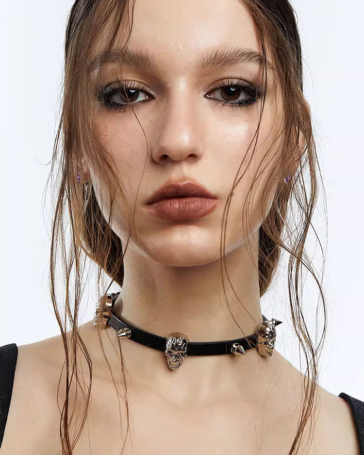 Evil Girl Punk Skull Choker