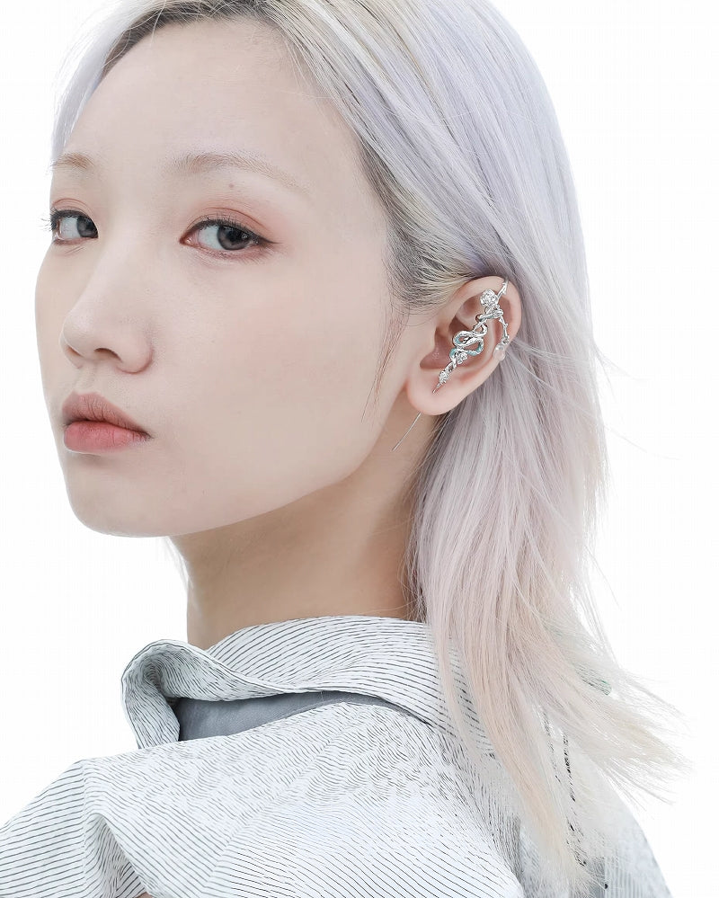 Frozen Snake Lady Rose Earrings