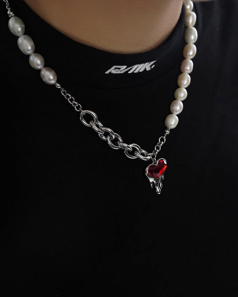 Blood Drops Heart Necklace