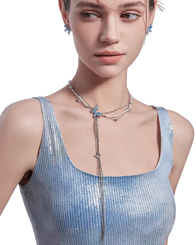 Butterfly Dance Layer Tassel Necklace