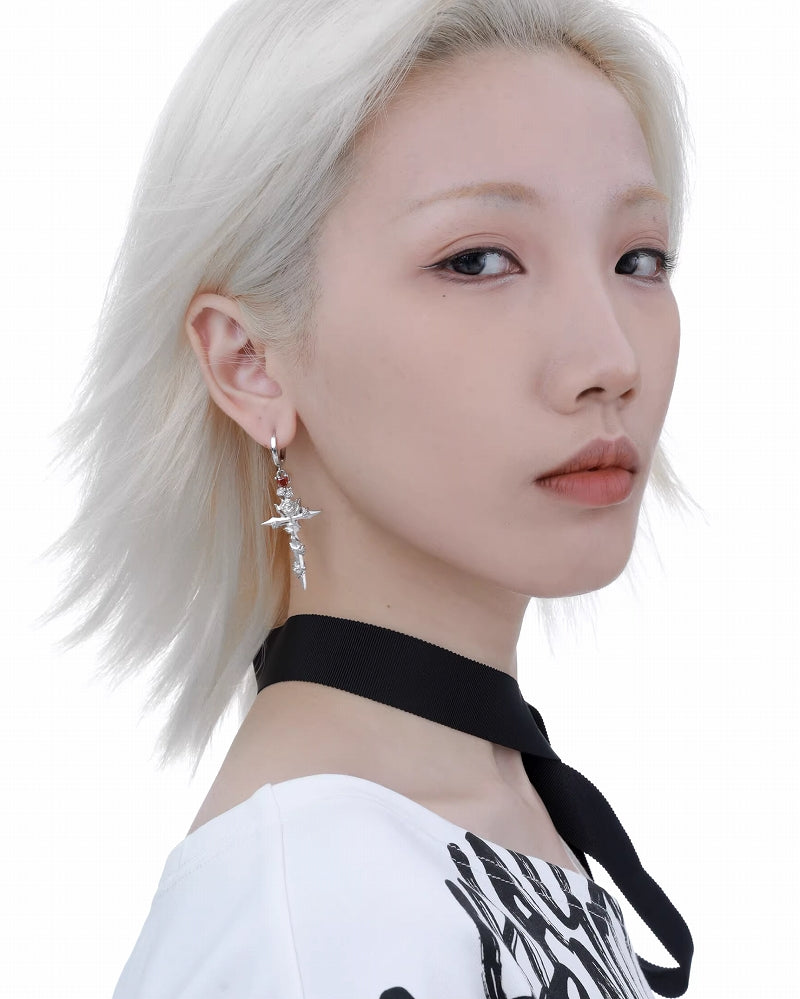 Forbidden Rose Cross Earrings