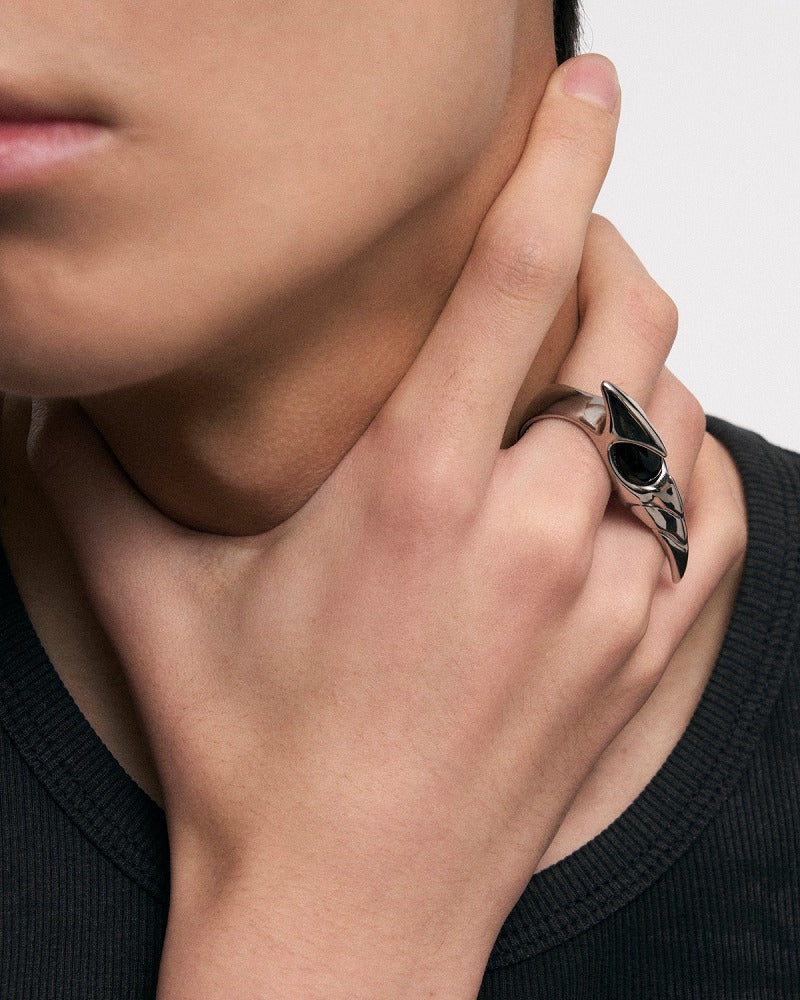 Three Snake Black Ring