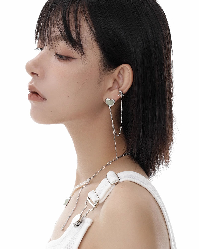 Green Tea Heart Earrings& Cuff