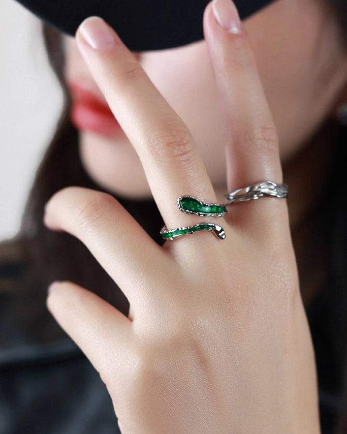 Forest Of Desire Snake Green Ring