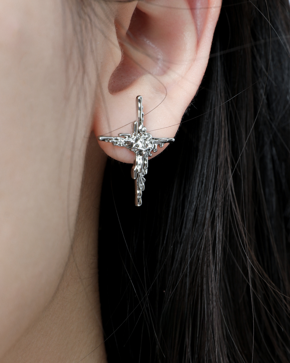 Melting Cross Earrings