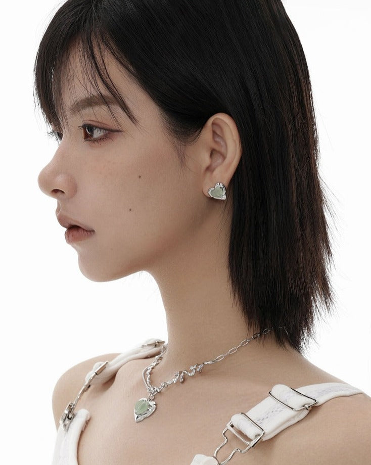 Green Tea Heart Earrings