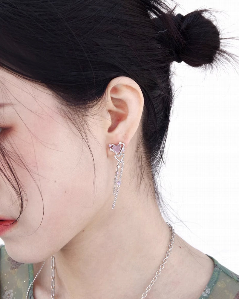 Magic Wish Hollow Heart Tassel Earrings