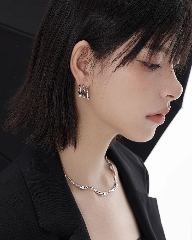 Mechanical Gyroscope Three Layer Earrings