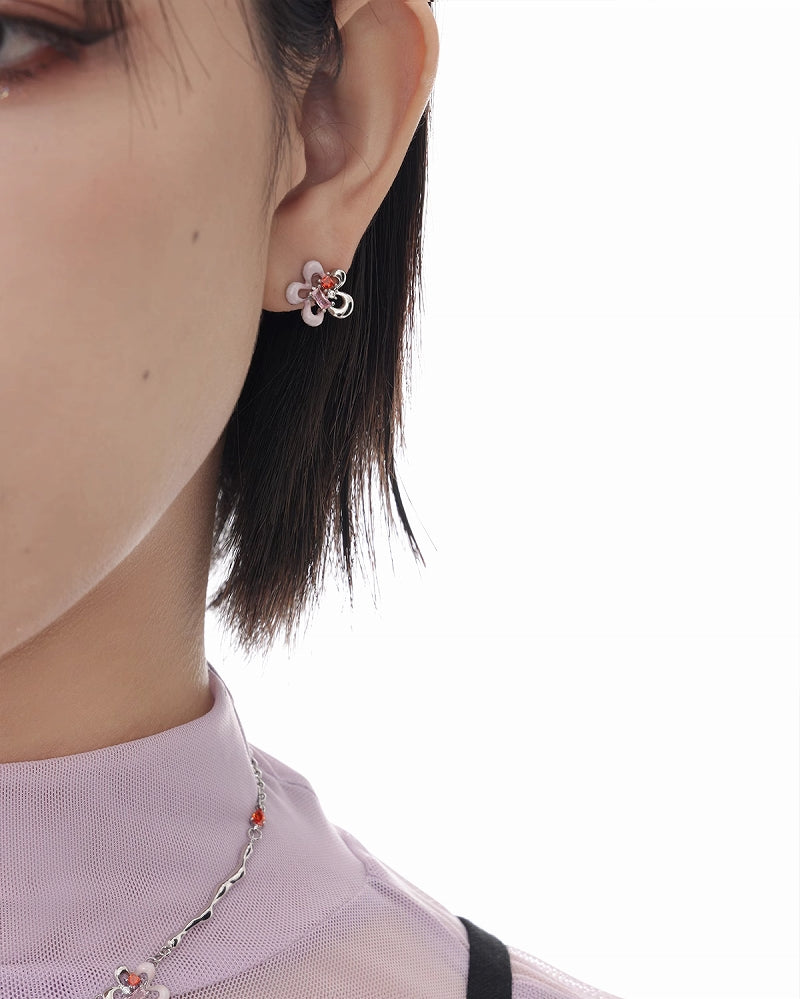 Small Red Flower Earrings