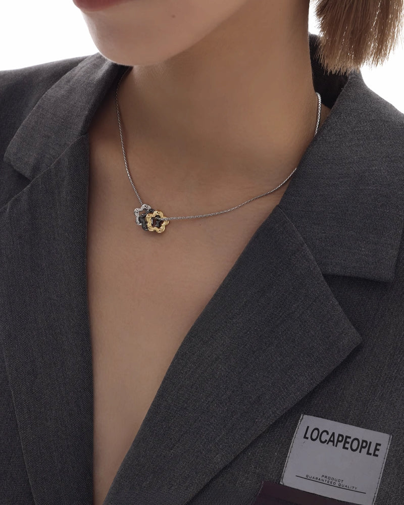 Small Flower Three Color Necklace