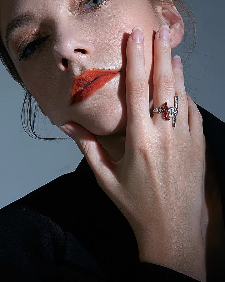 MoonStone Red Glaze Ring