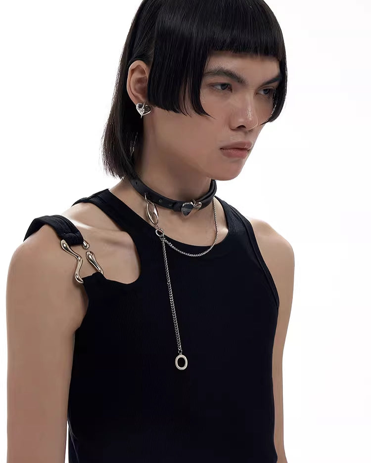 Dangerous Heart  Leather Choker