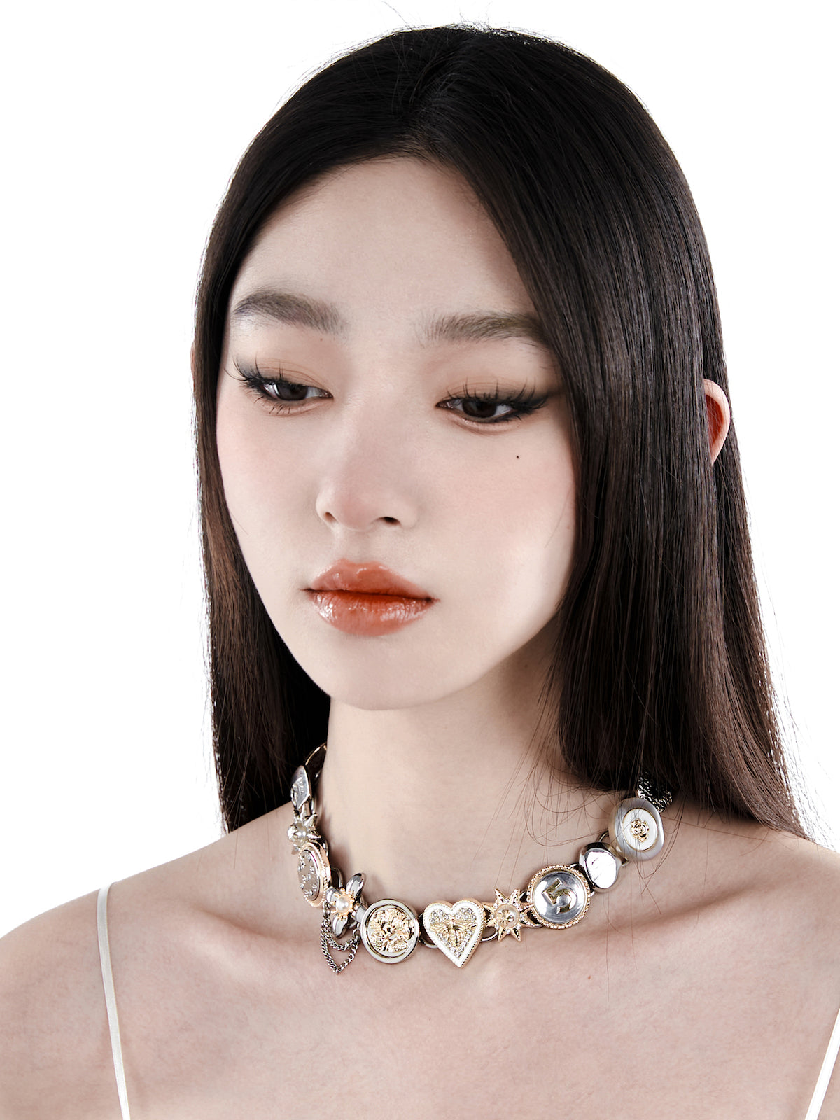 Gold&Silver Button Necklace