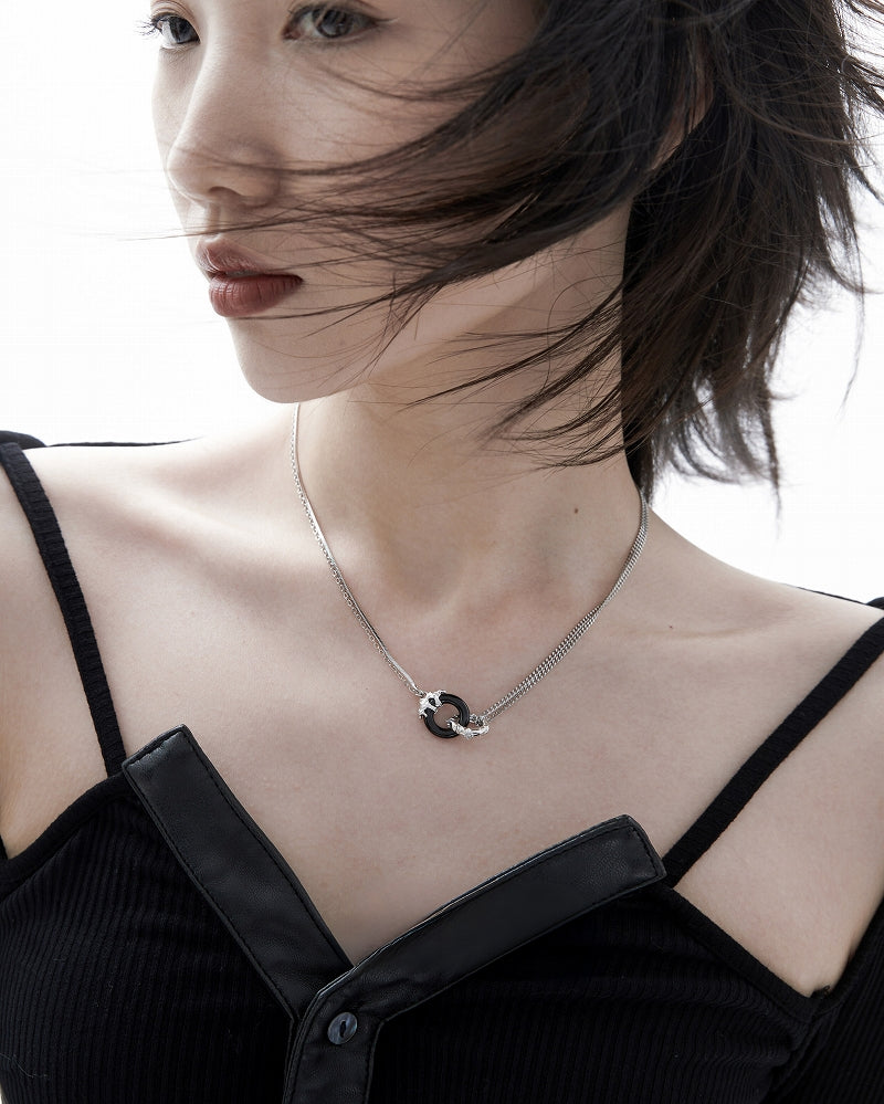 Black And White Agate Necklace