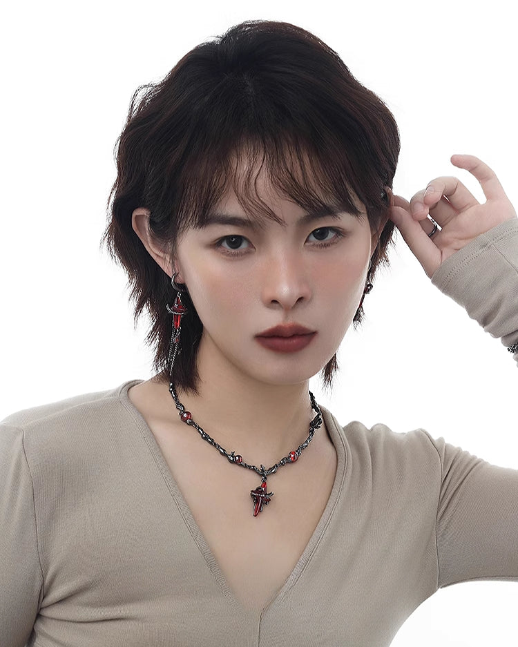 Taboo Four-pointed Star Asymmetrical Earrings