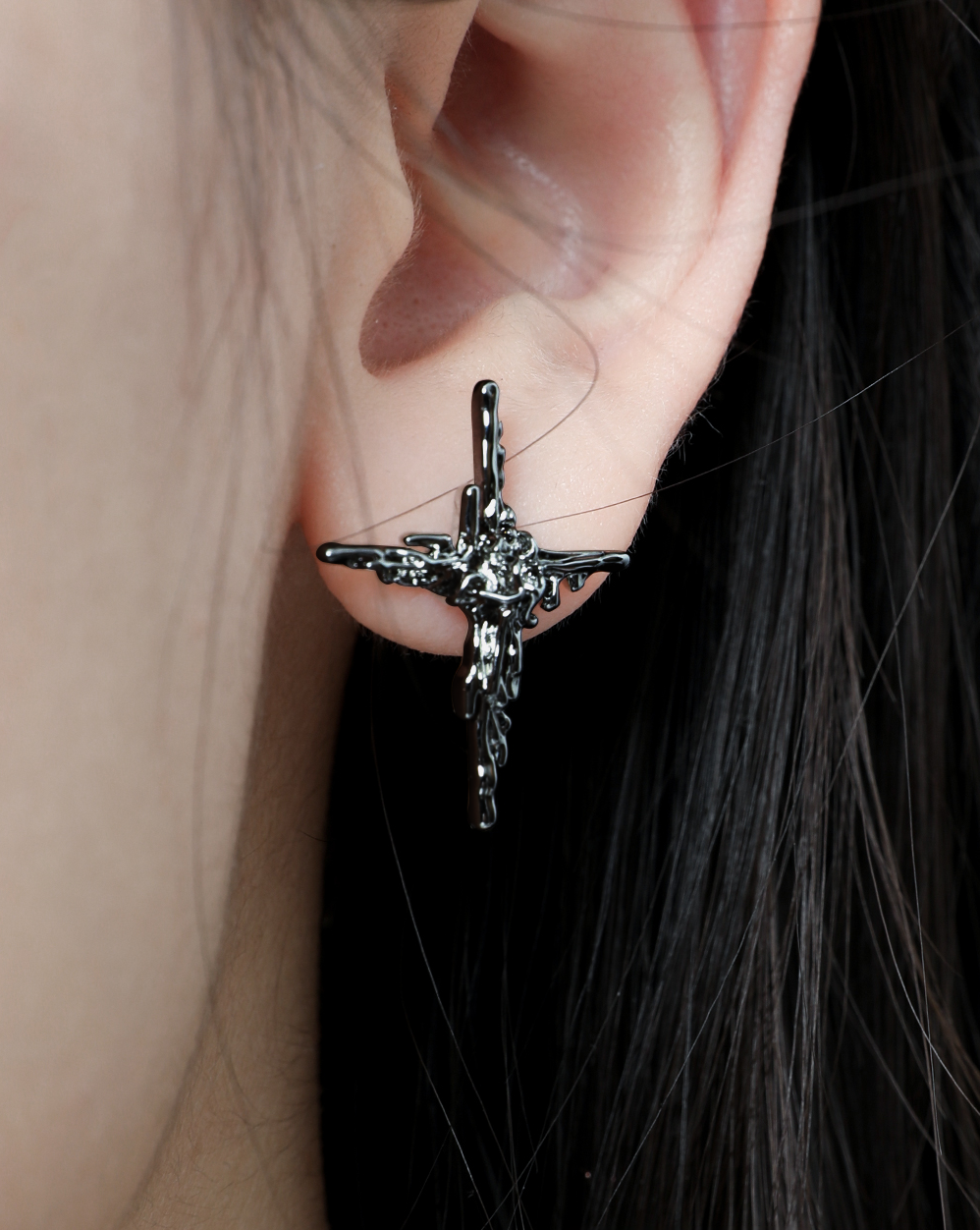 Melting Cross Earrings