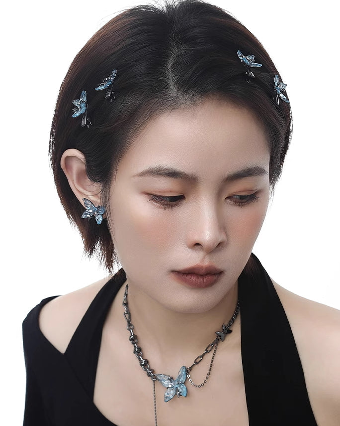 Ice Blue Butterfly Earrings