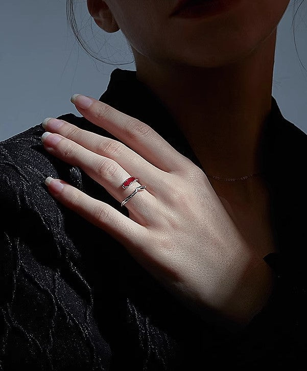 Benmingnian Red Dripping Glaze Ring