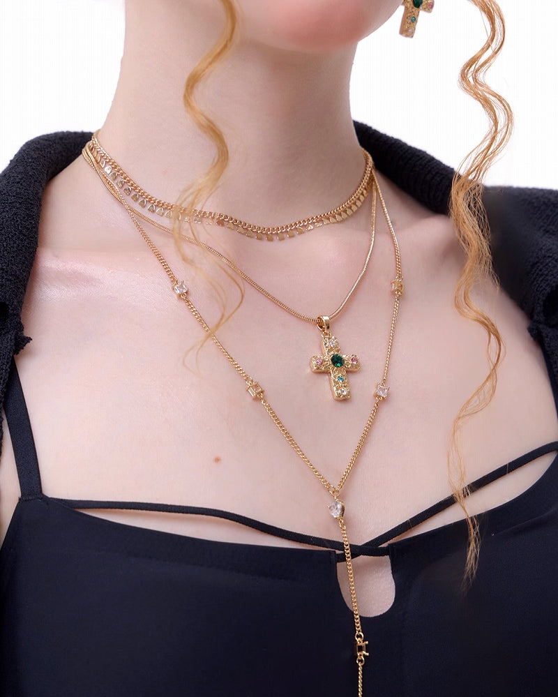 Cross Retro Layer Necklace