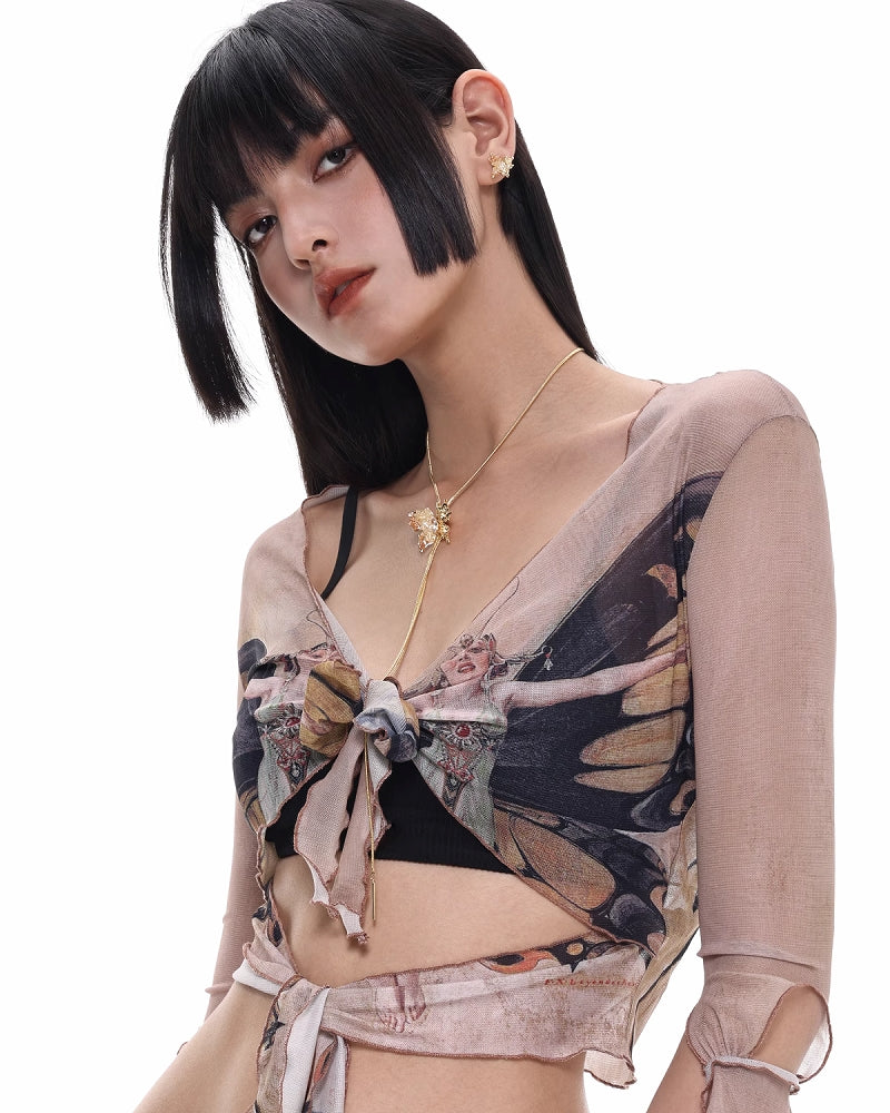Butterfly 3D Illusion Drawstring Necklace