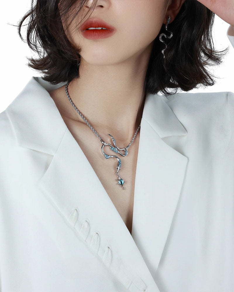 Ice Snake Blue Necklace