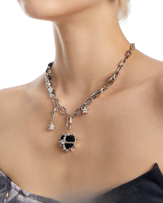 Black Hearted Evil Woman Love Necklace