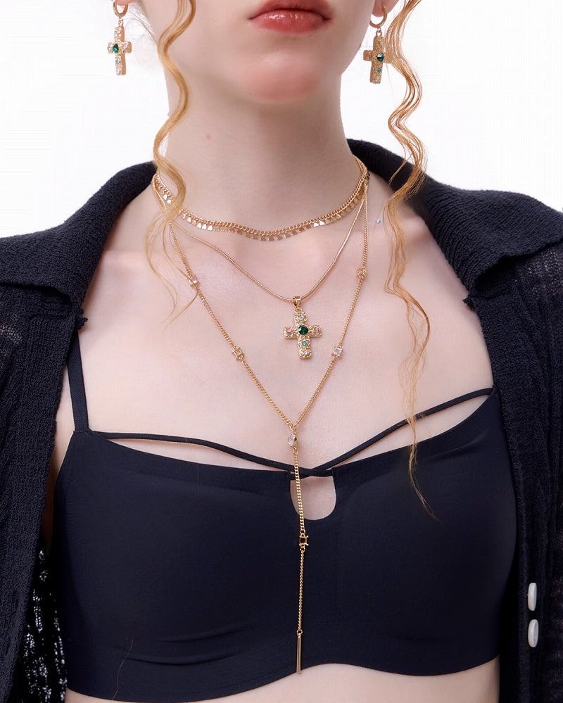 Cross Retro Layer Necklace