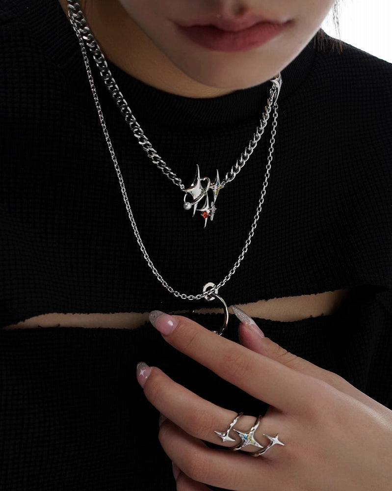 Astral Starburst Double Layer Necklace
