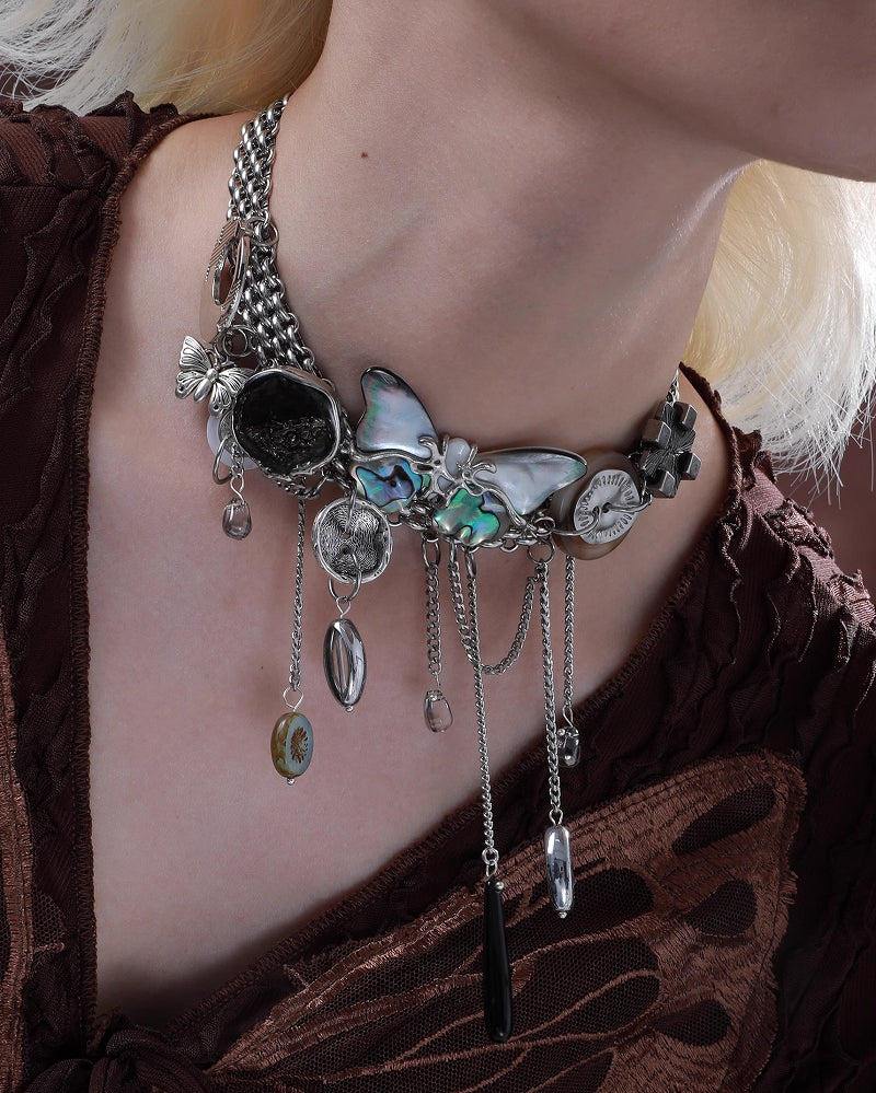 Butterfly Island Retro Button Choker