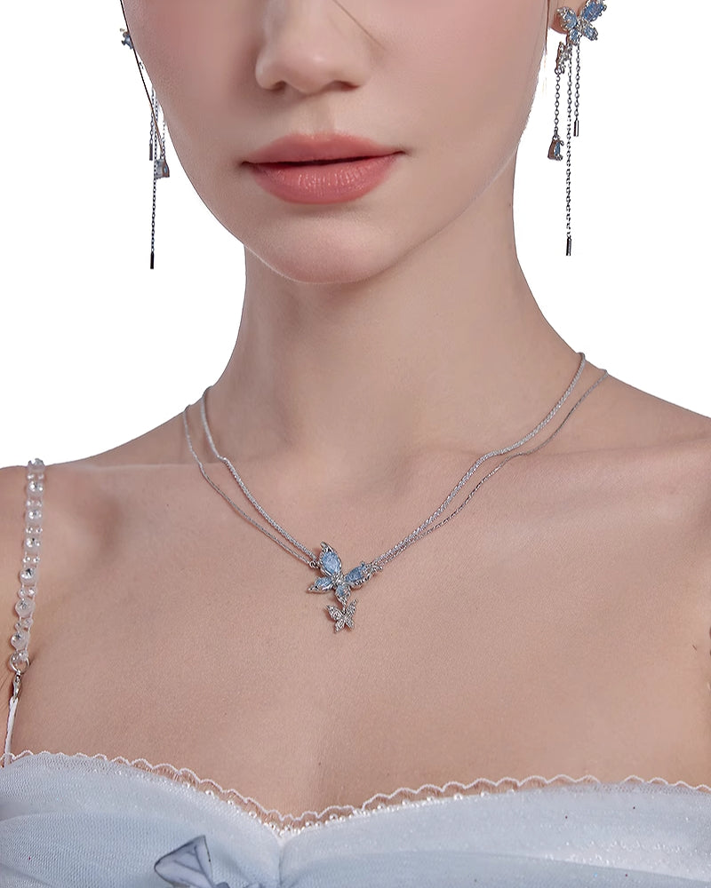 Butterfly Dance Ice Blue Necklace