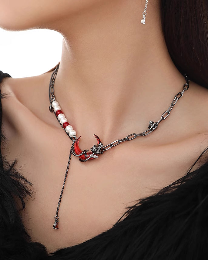 Rose Crescent Moon Necklace