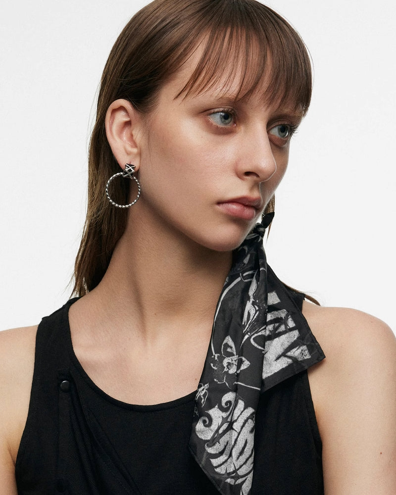 Rock Bandana Star Cone Scarf Earrings