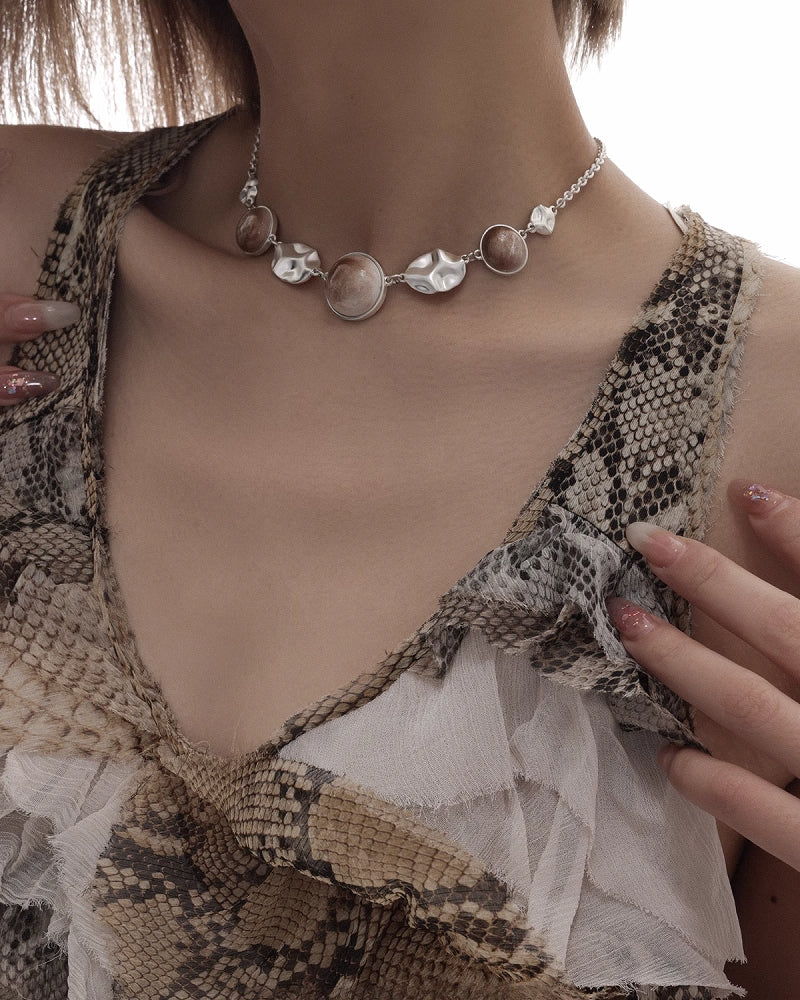 Antique Oil Painting Necklace