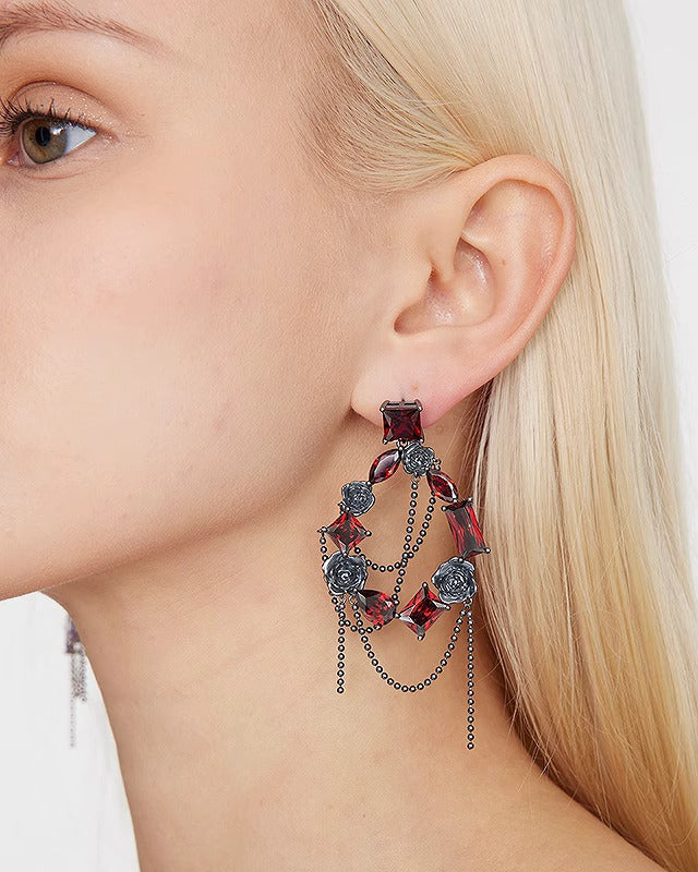 Secret Garden Rose Garland Tassel Earrings